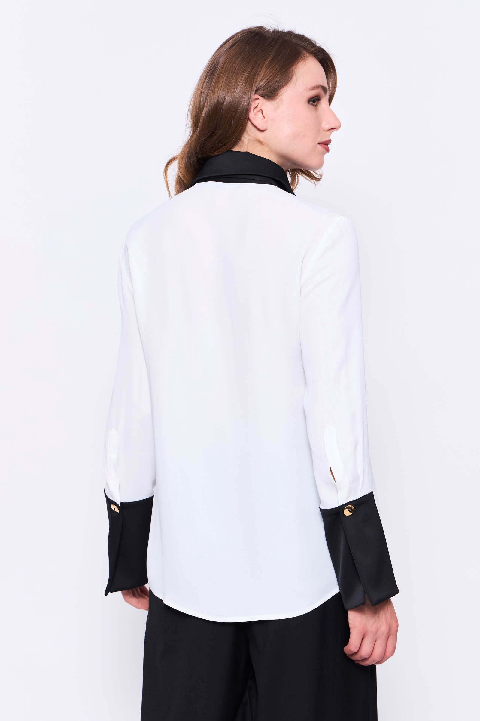 Camisa Bicolor con Corbatin_Blanca