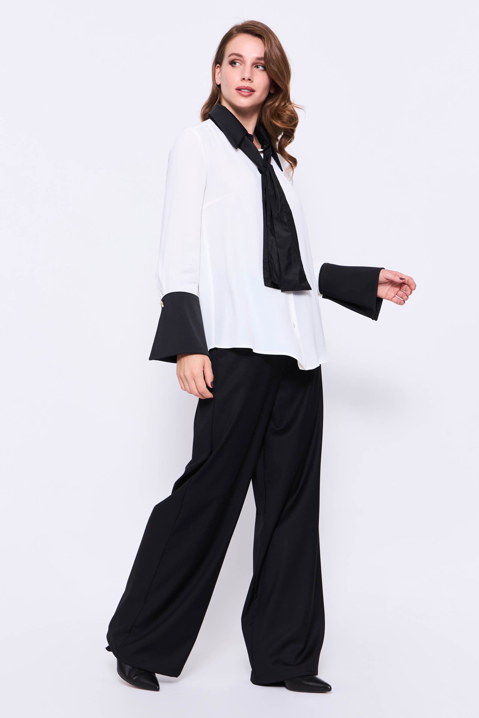 Camisa Bicolor con Corbatin_Blanca