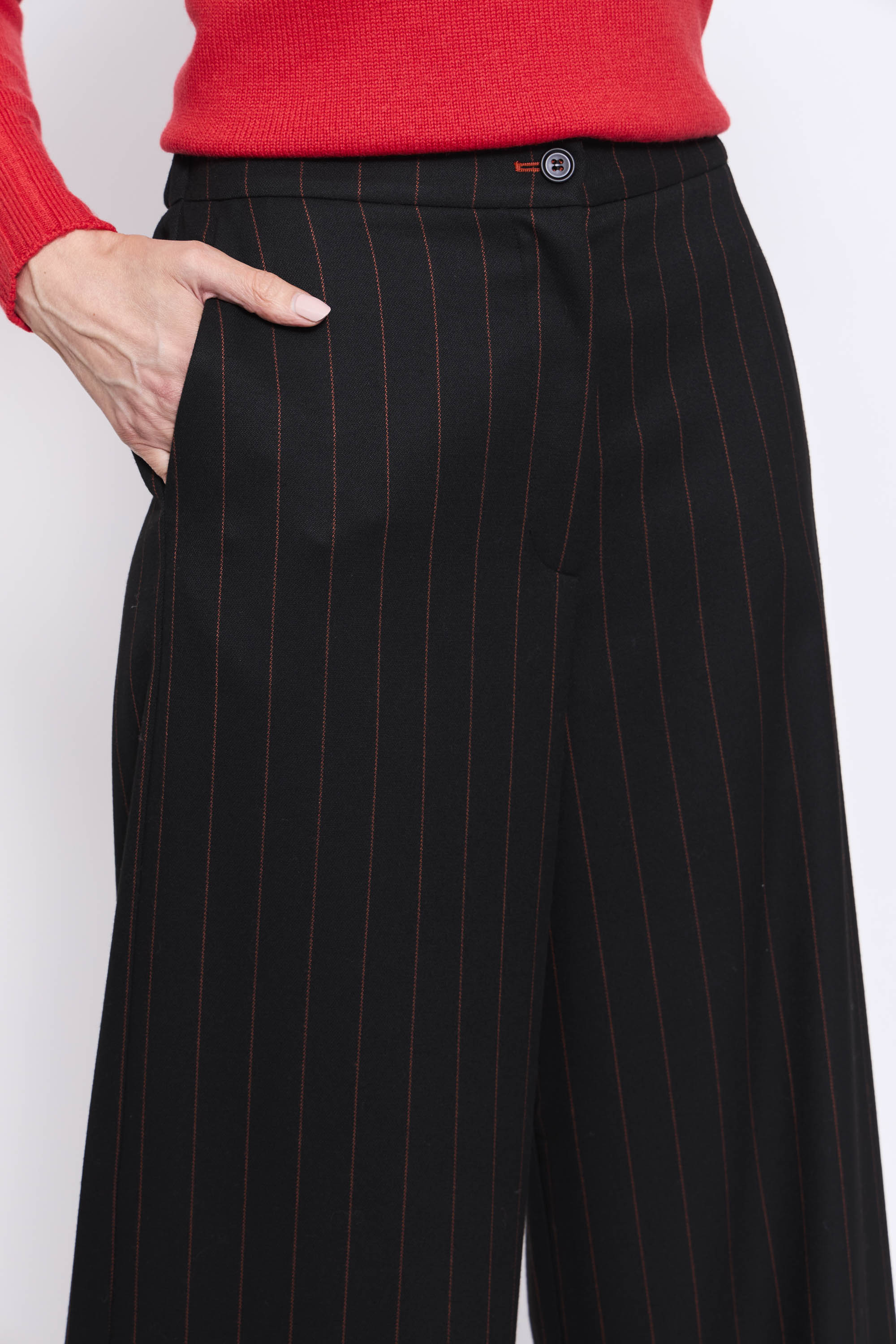 Pantalón Palazzo_ Rallado Líneas Naranjas