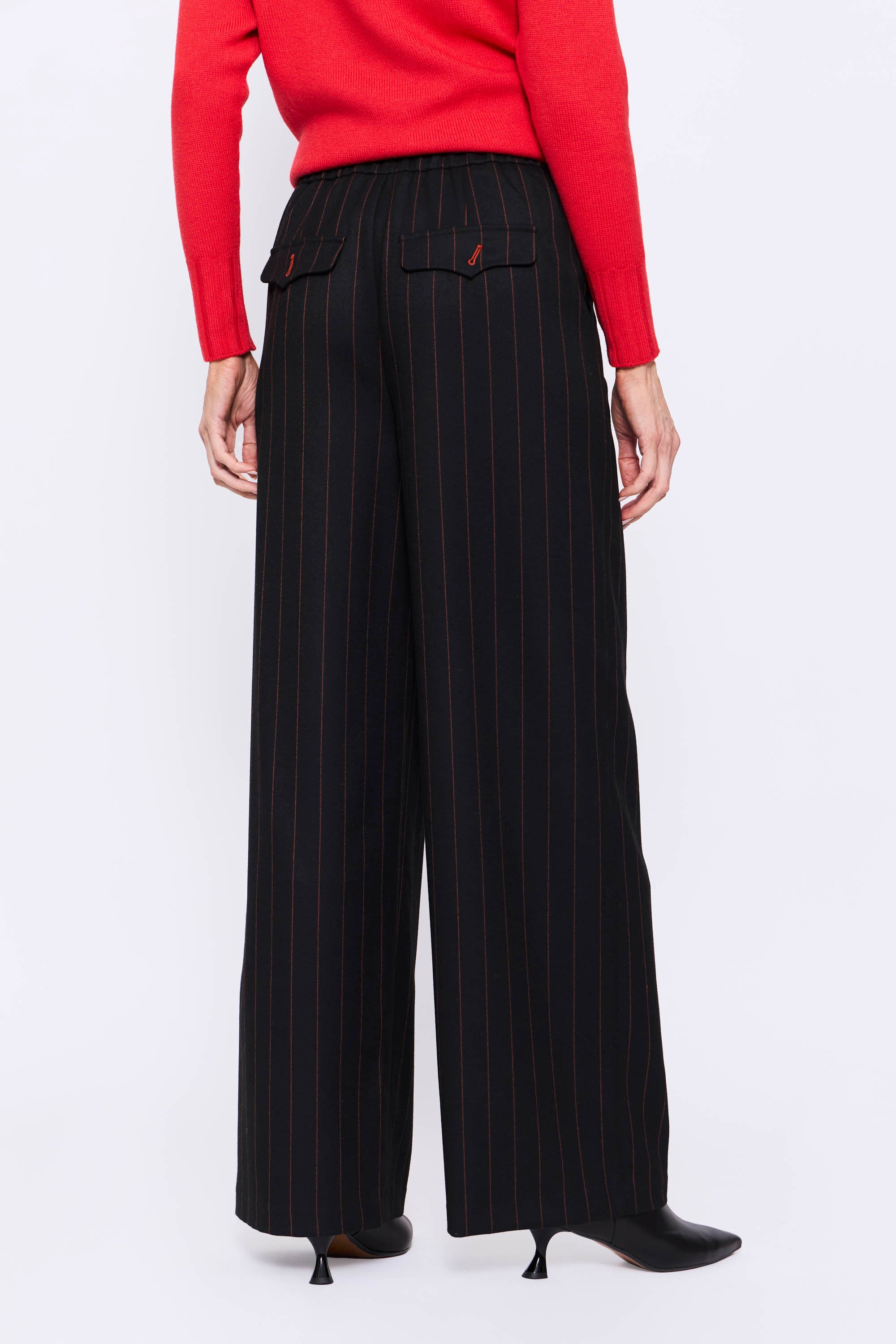 Pantalón Palazzo_ Rallado Líneas Naranjas