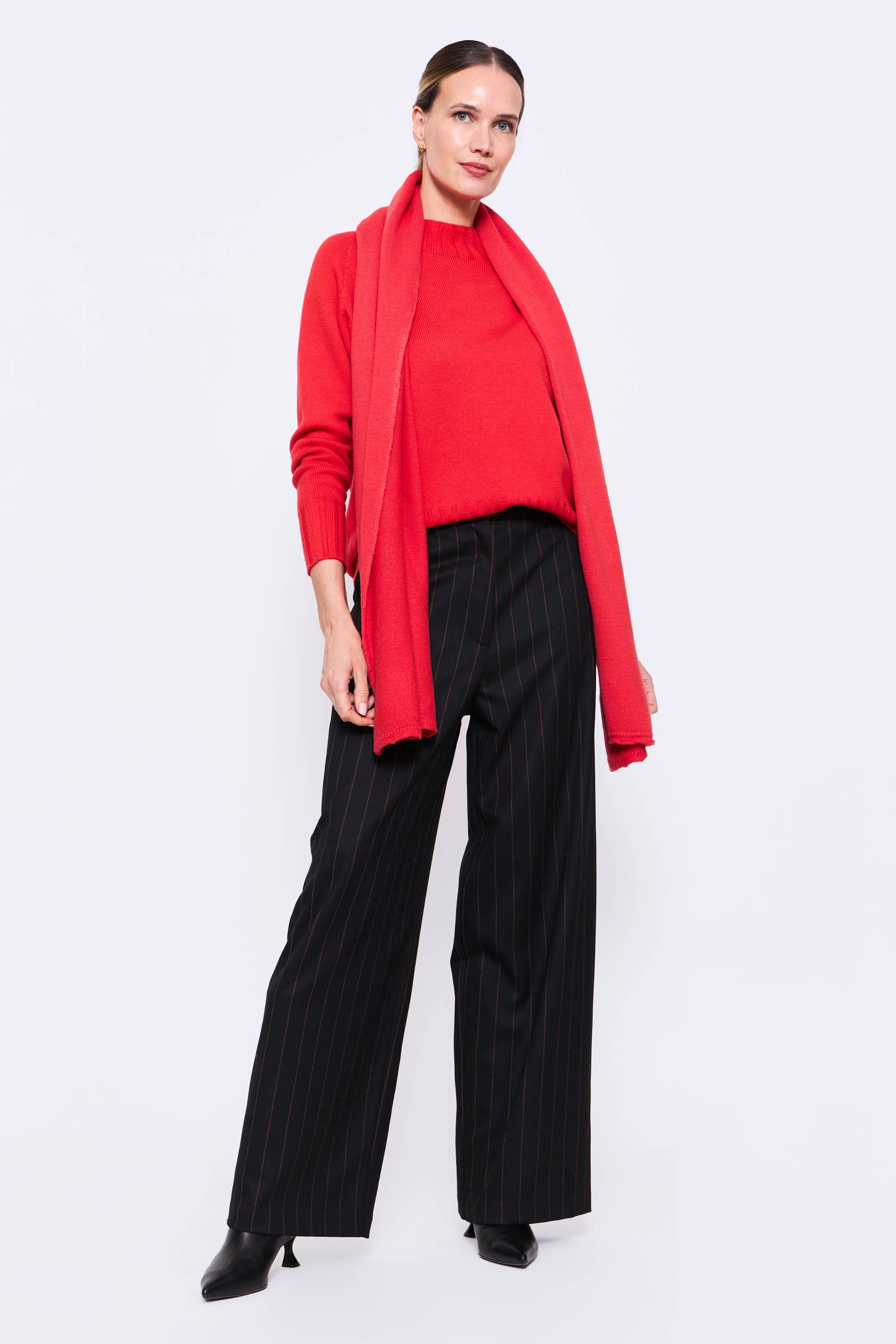 Pantalón Palazzo_ Rallado Líneas Naranjas
