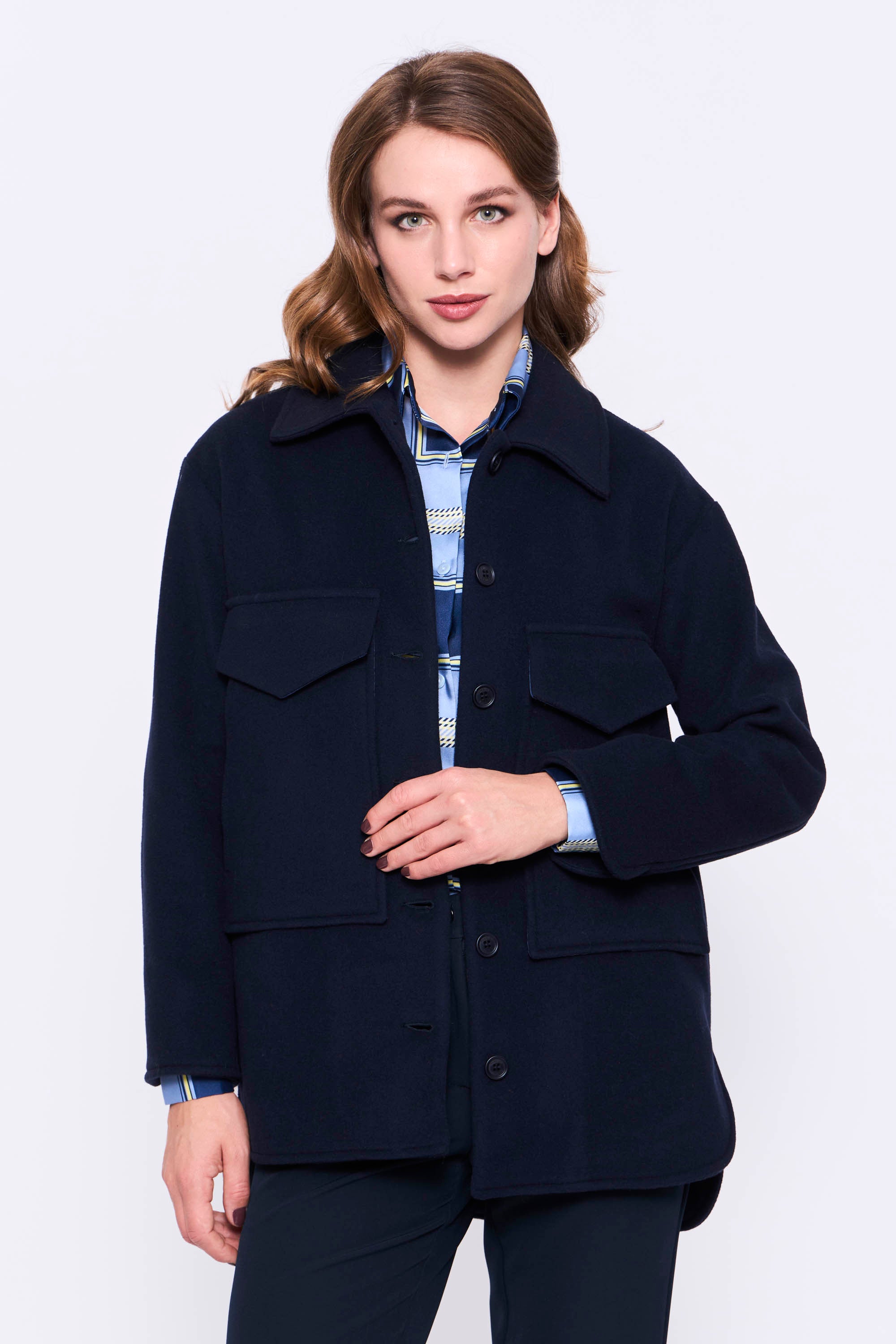 Chaquetón Maxi Bolsillos Azul Marino