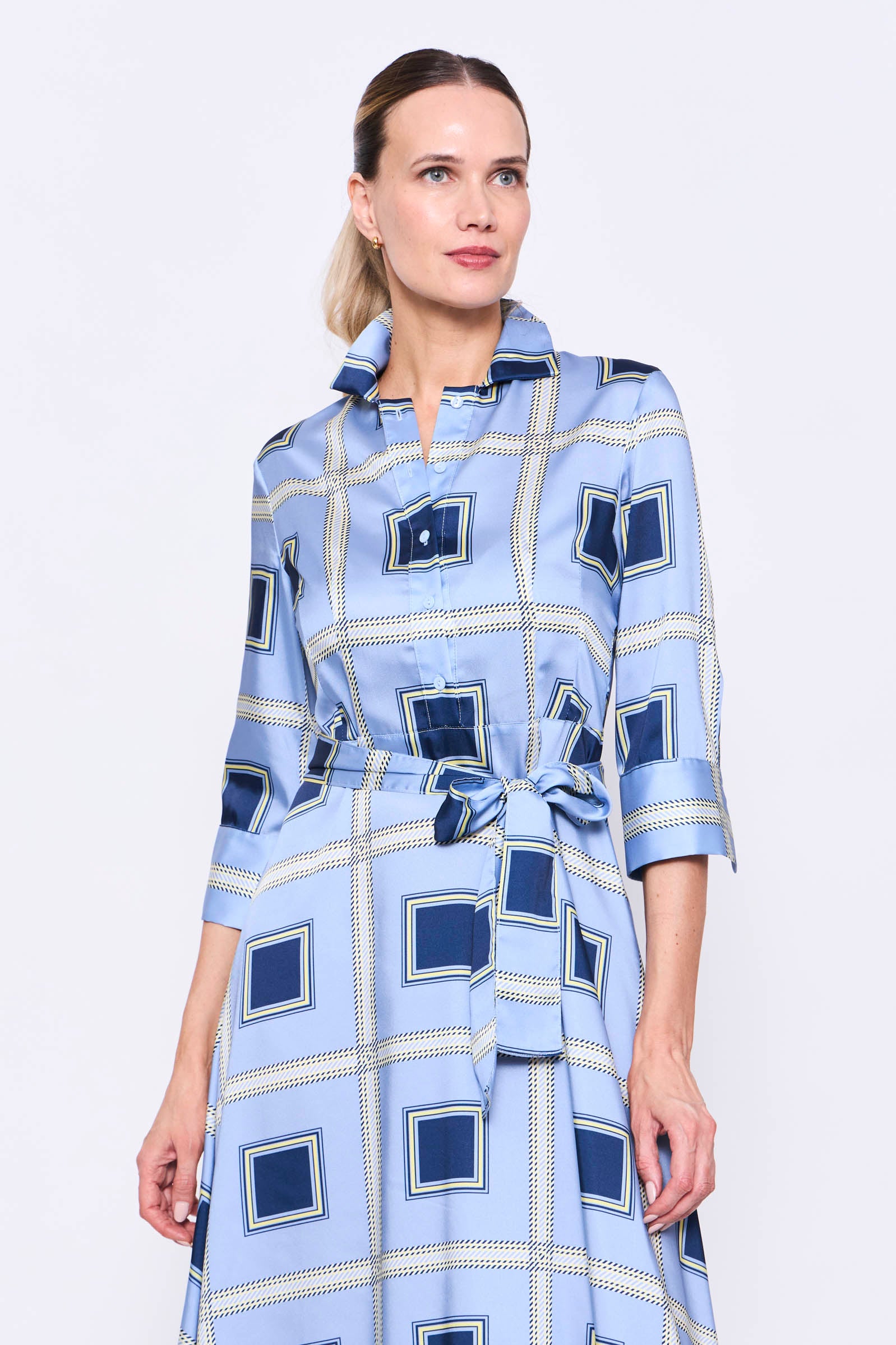 Vestido Largo Camisero Estampado Geométricos
