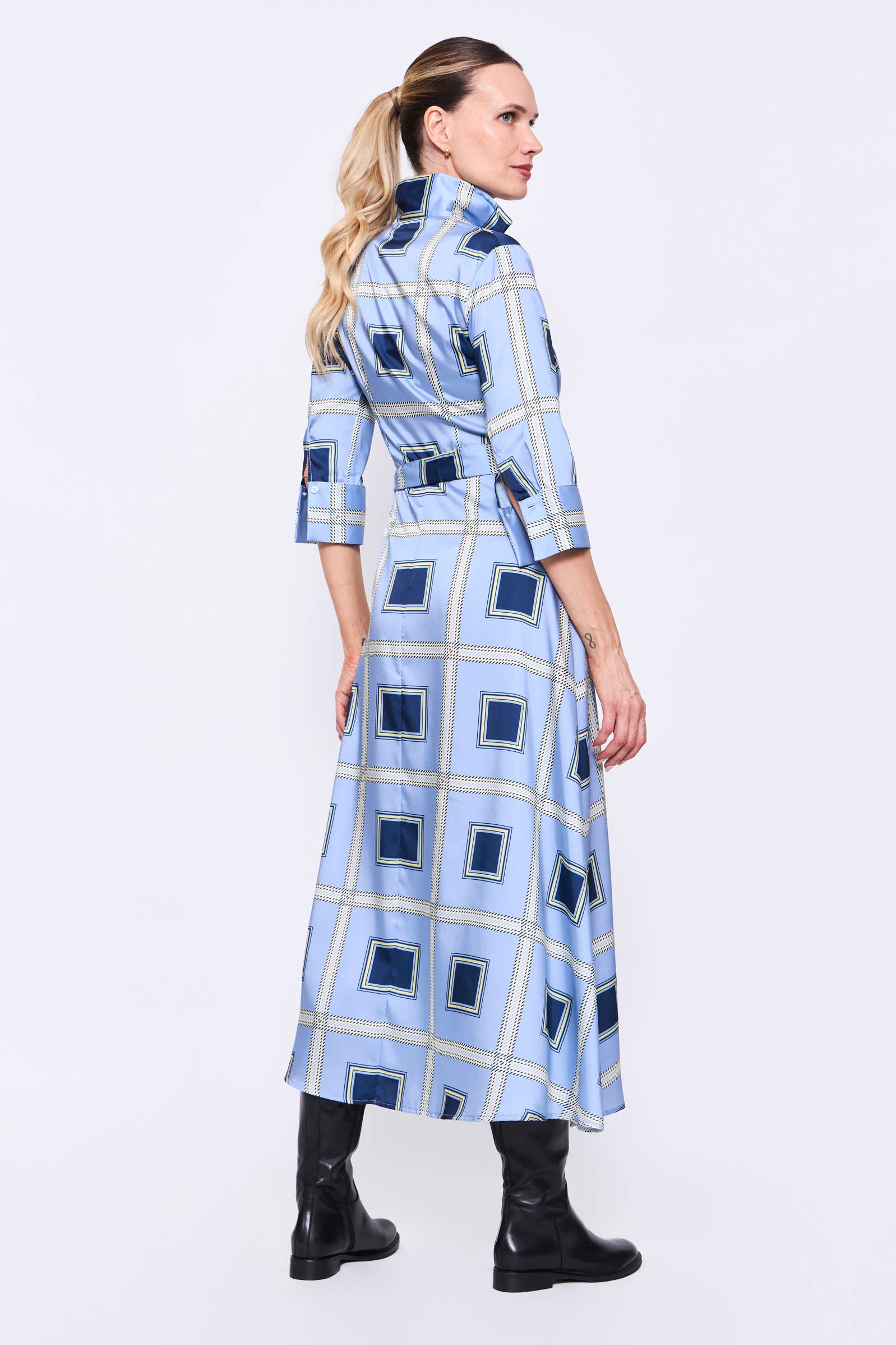 Vestido Largo Camisero Estampado Geométricos
