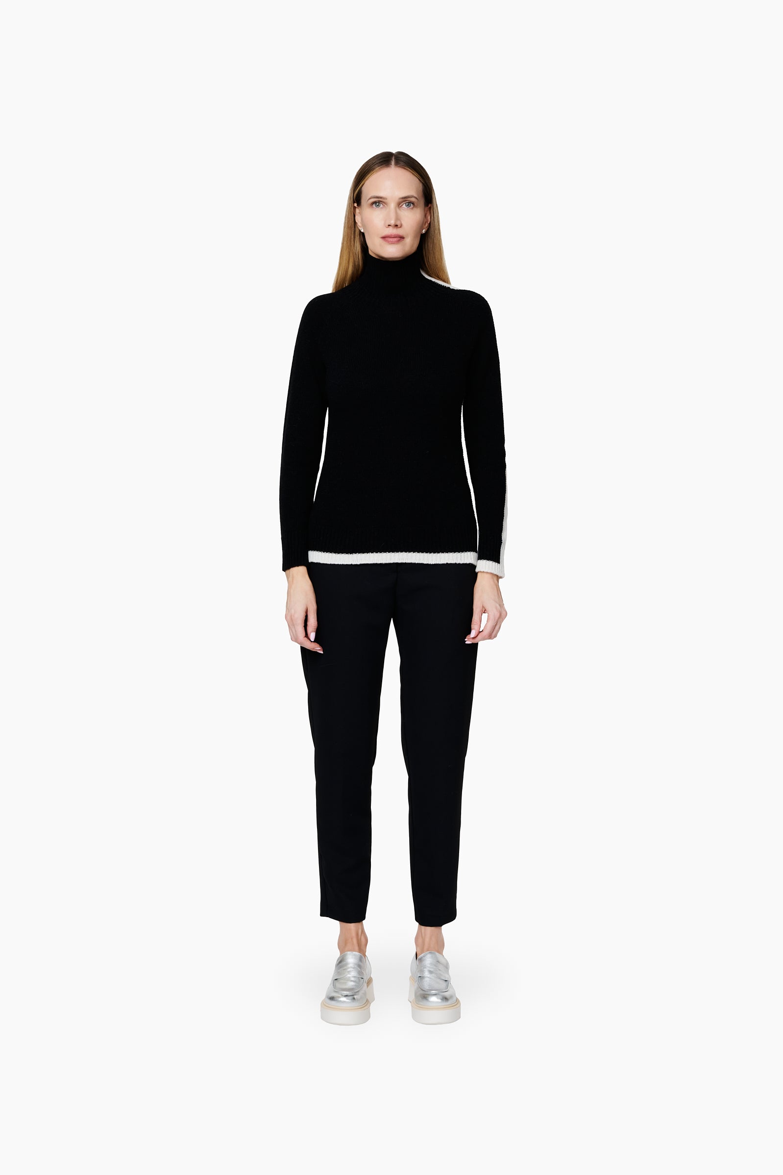 Sweter Cuello Subido guarda y manga_ Blanco