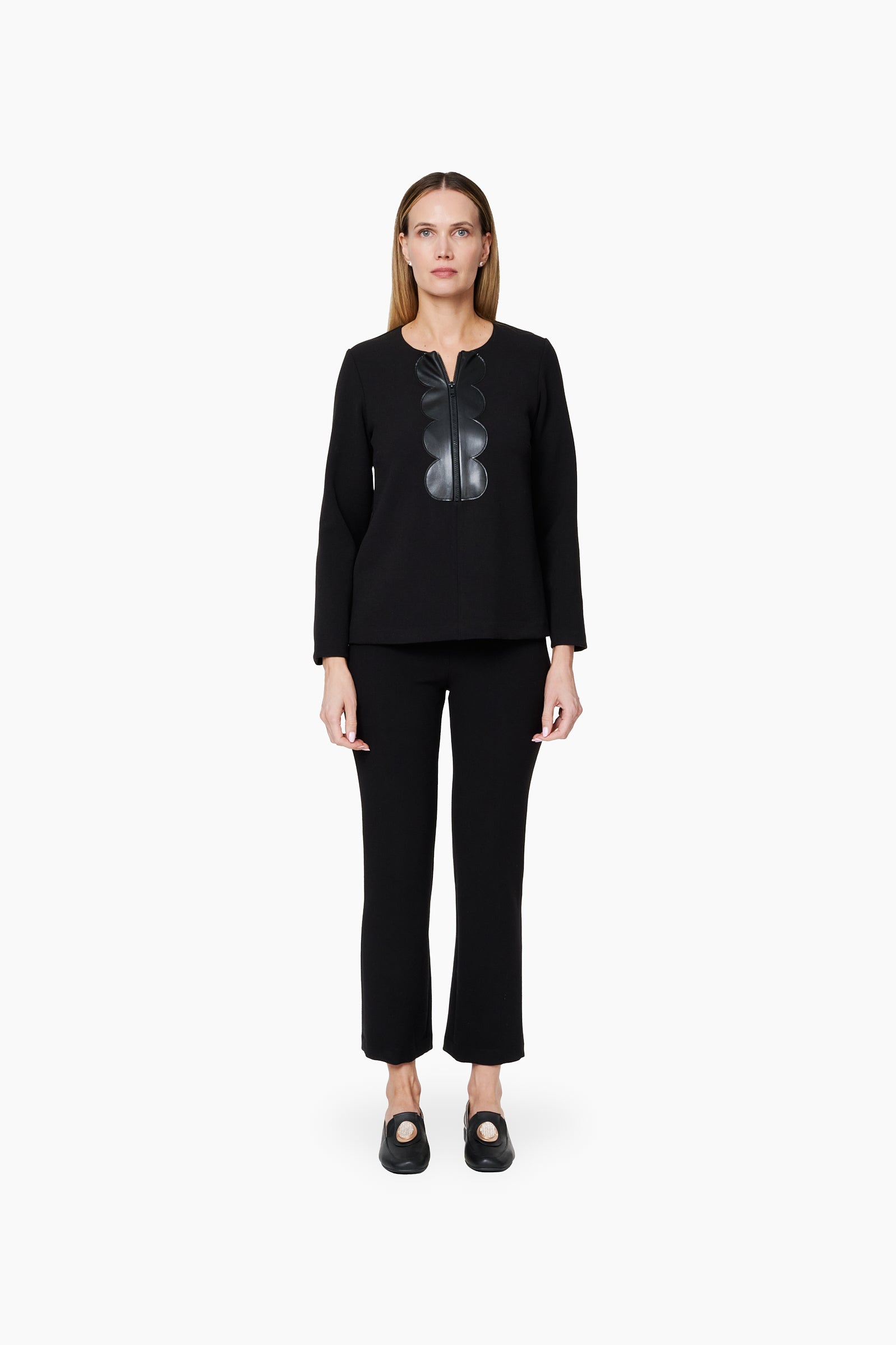 Pantalon Recto Elástico Cintura _ Negro