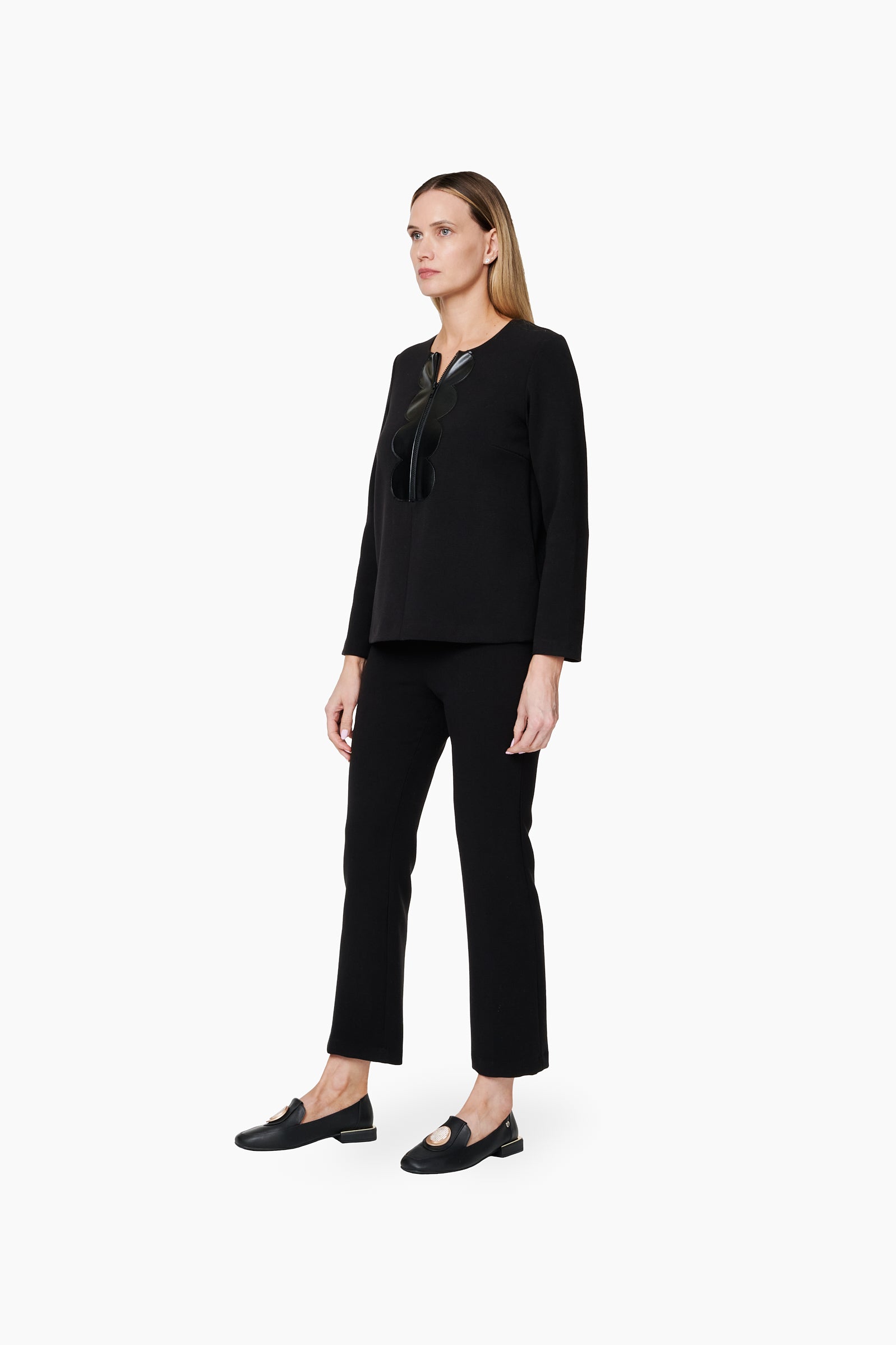Pantalon Recto Elástico Cintura _ Negro