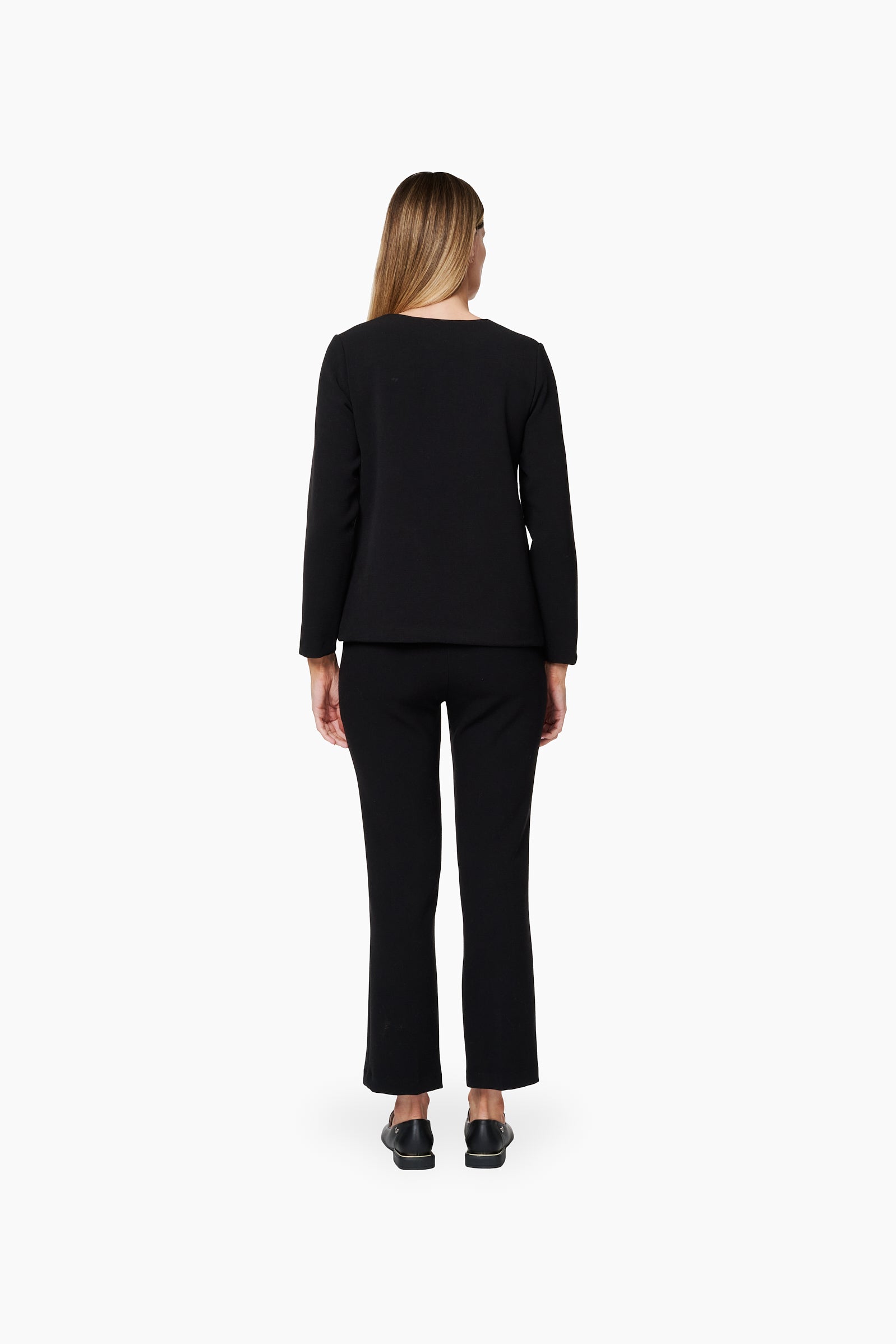 Pantalon Recto Elástico Cintura _ Negro