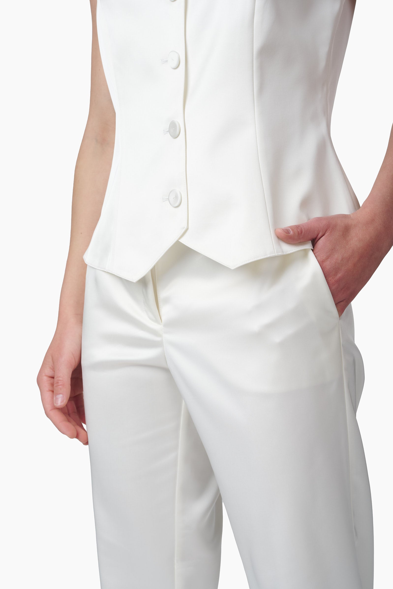 Pantalón recto Conjunto Gillet Crema
