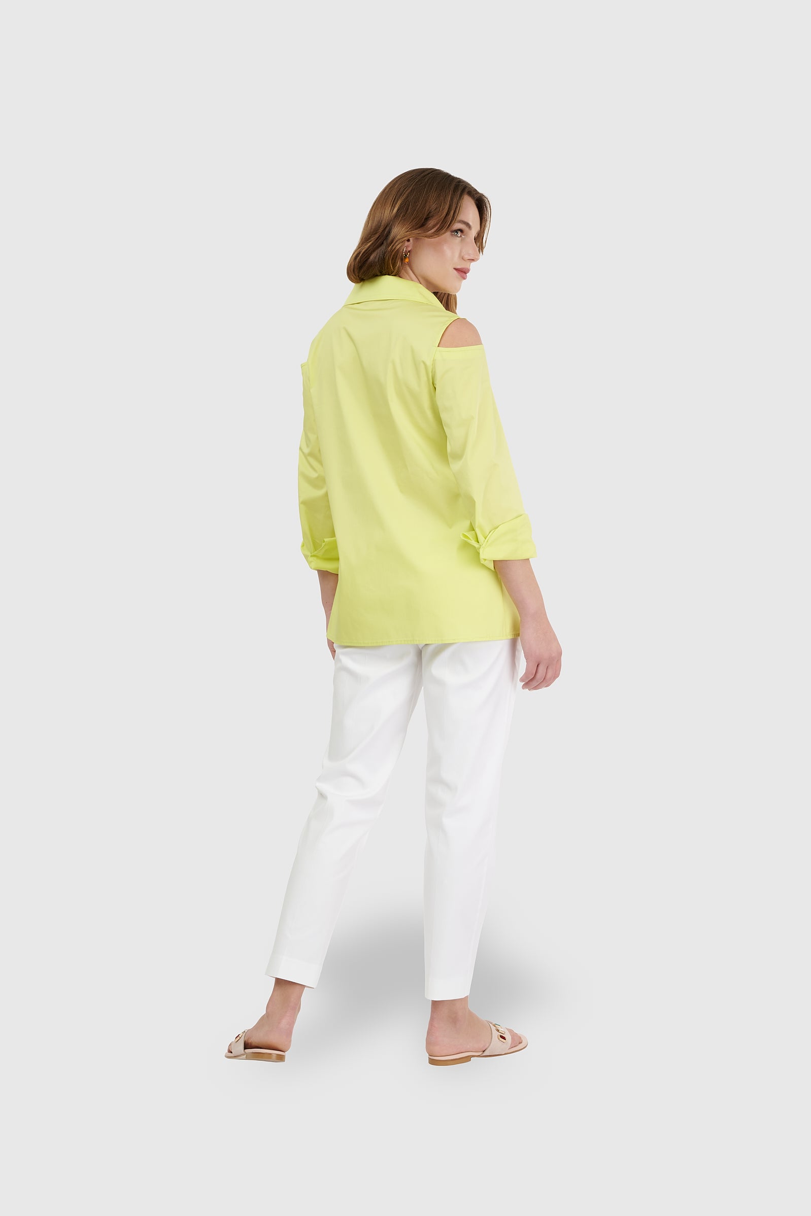 Camisa chaqueta sin hombros amarillo