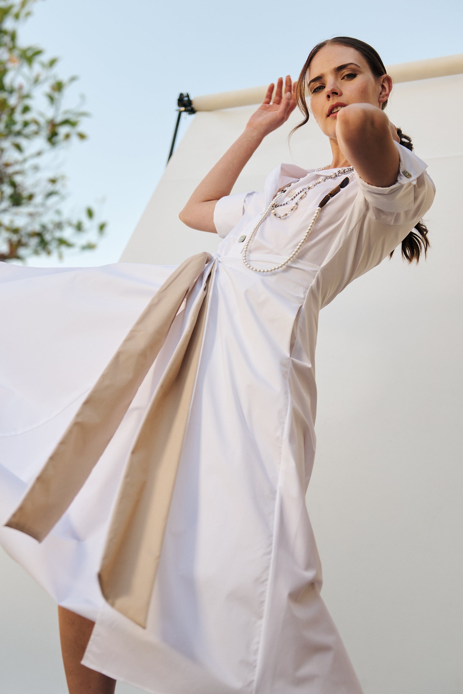 Vestido camisero lazo delantero blanco