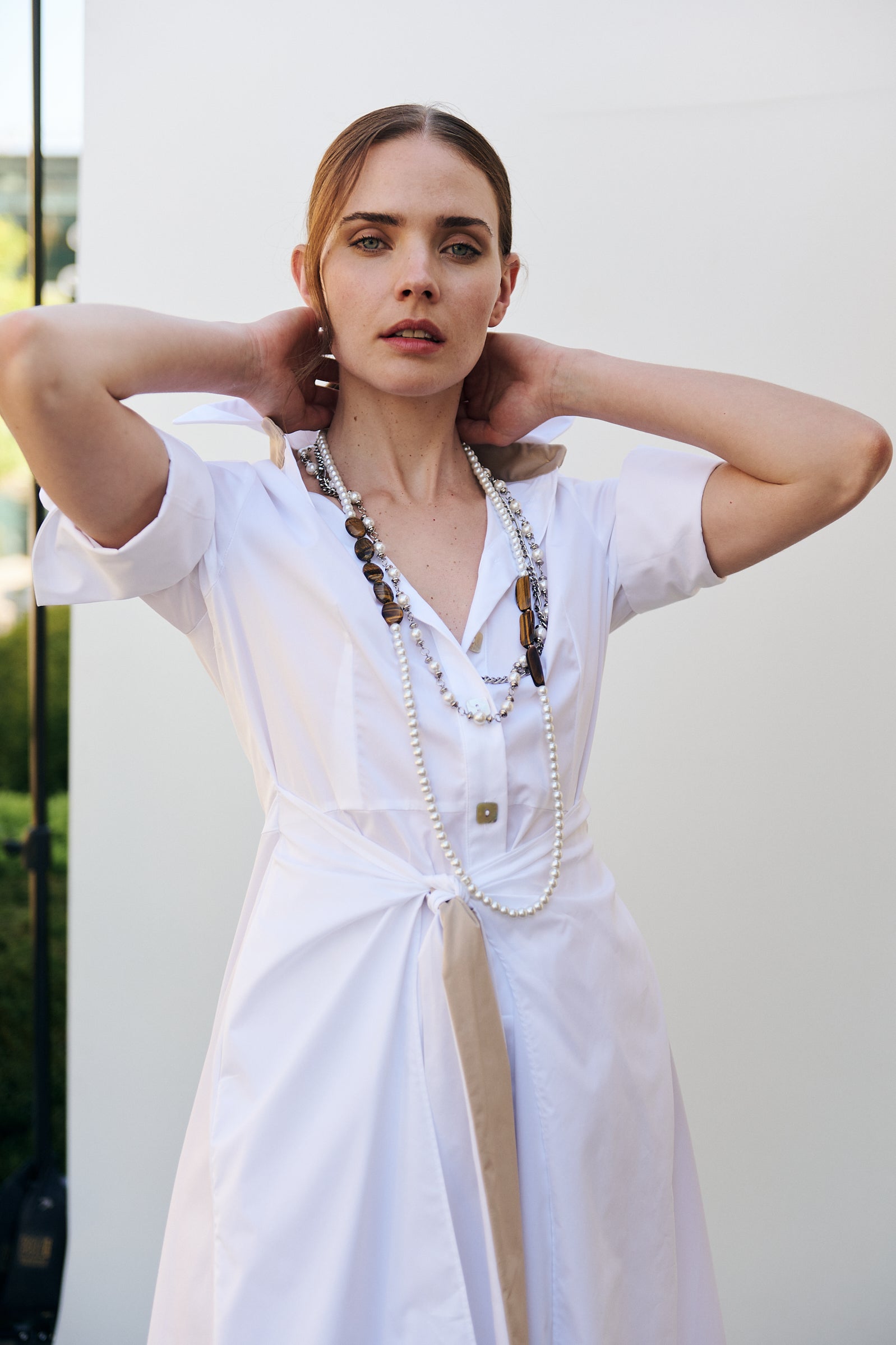 Vestido camisero lazo delantero blanco