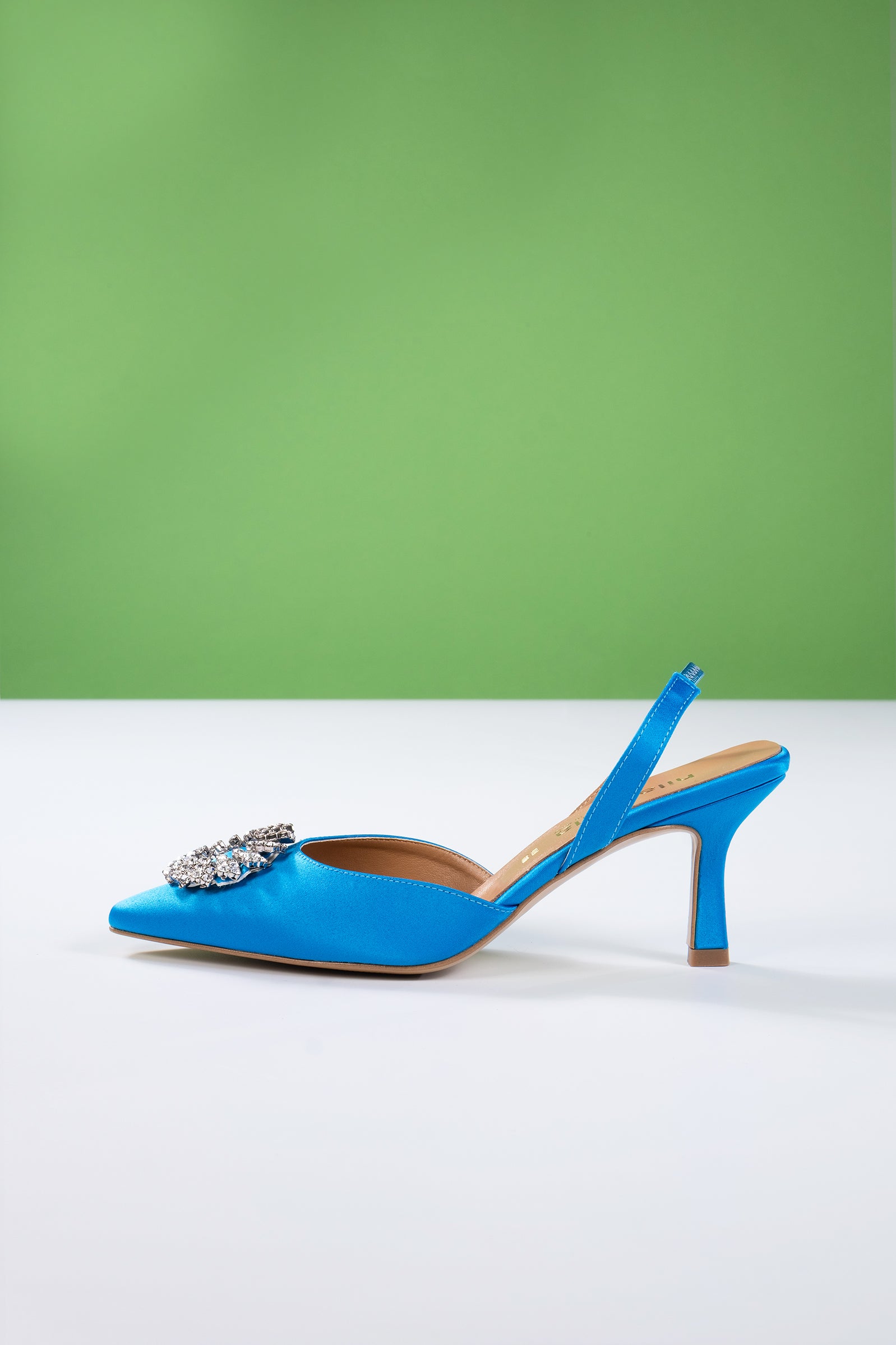 Stilletto alto con strass turquesa