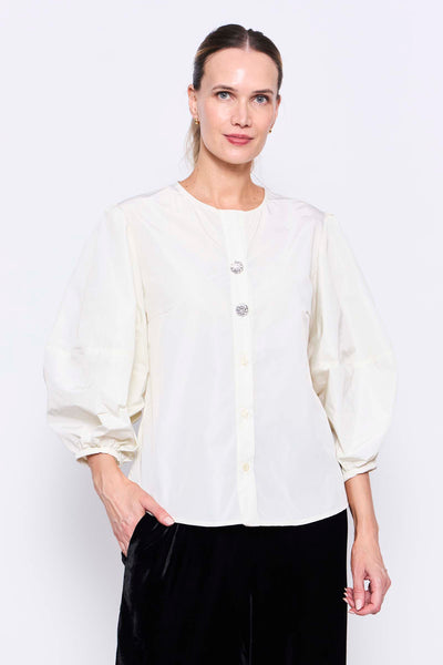 Camisa Tafetan Corbatin Manga Globo
