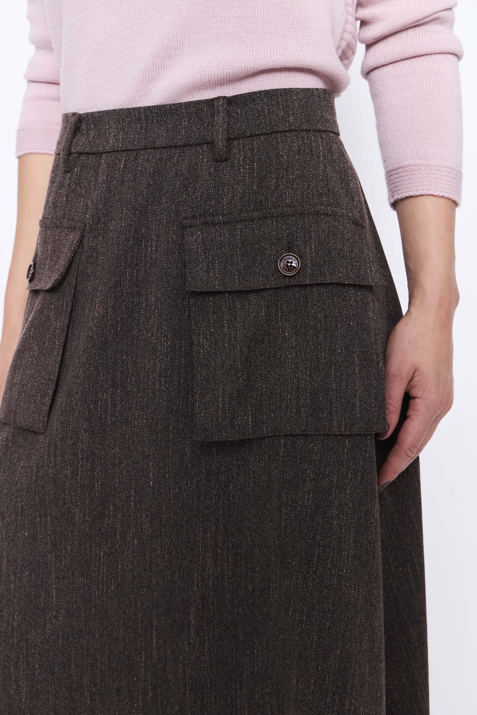 Falda Larga Tweed Bolsillos