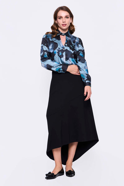 Falda Midi Cortes Irregular_Negro