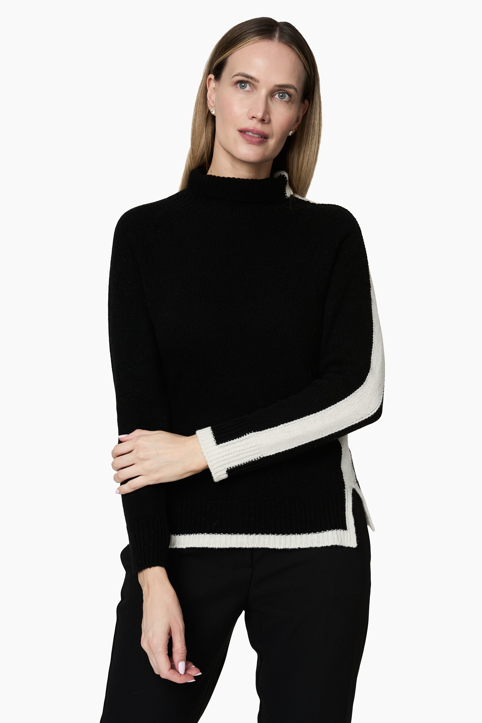 Sweter Cuello Subido guarda y manga_ Blanco