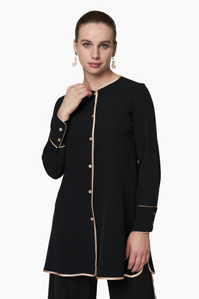 Kimono Corto Cinta Crema _ Negro