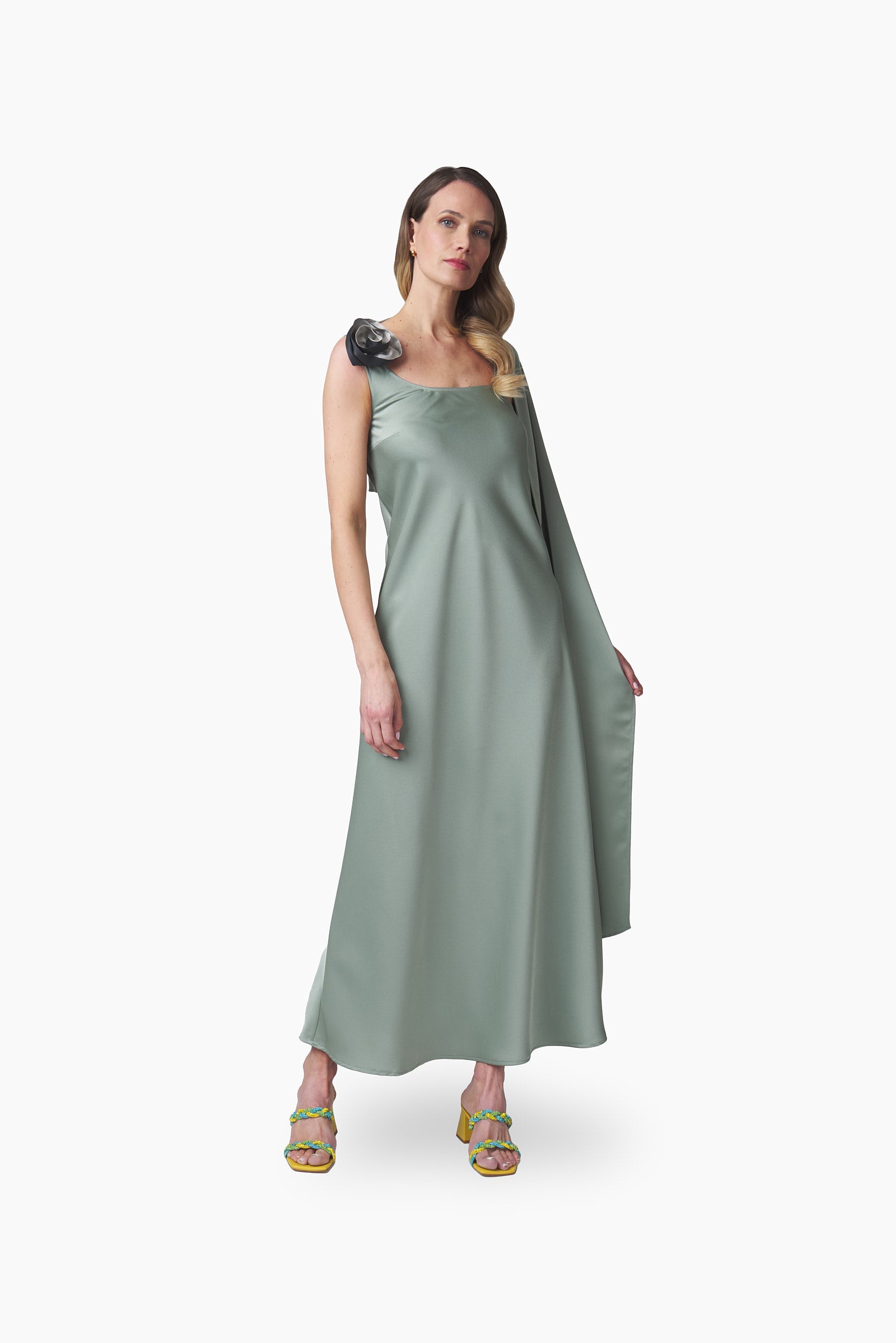 Vestido largo fourlard   Verde Menta