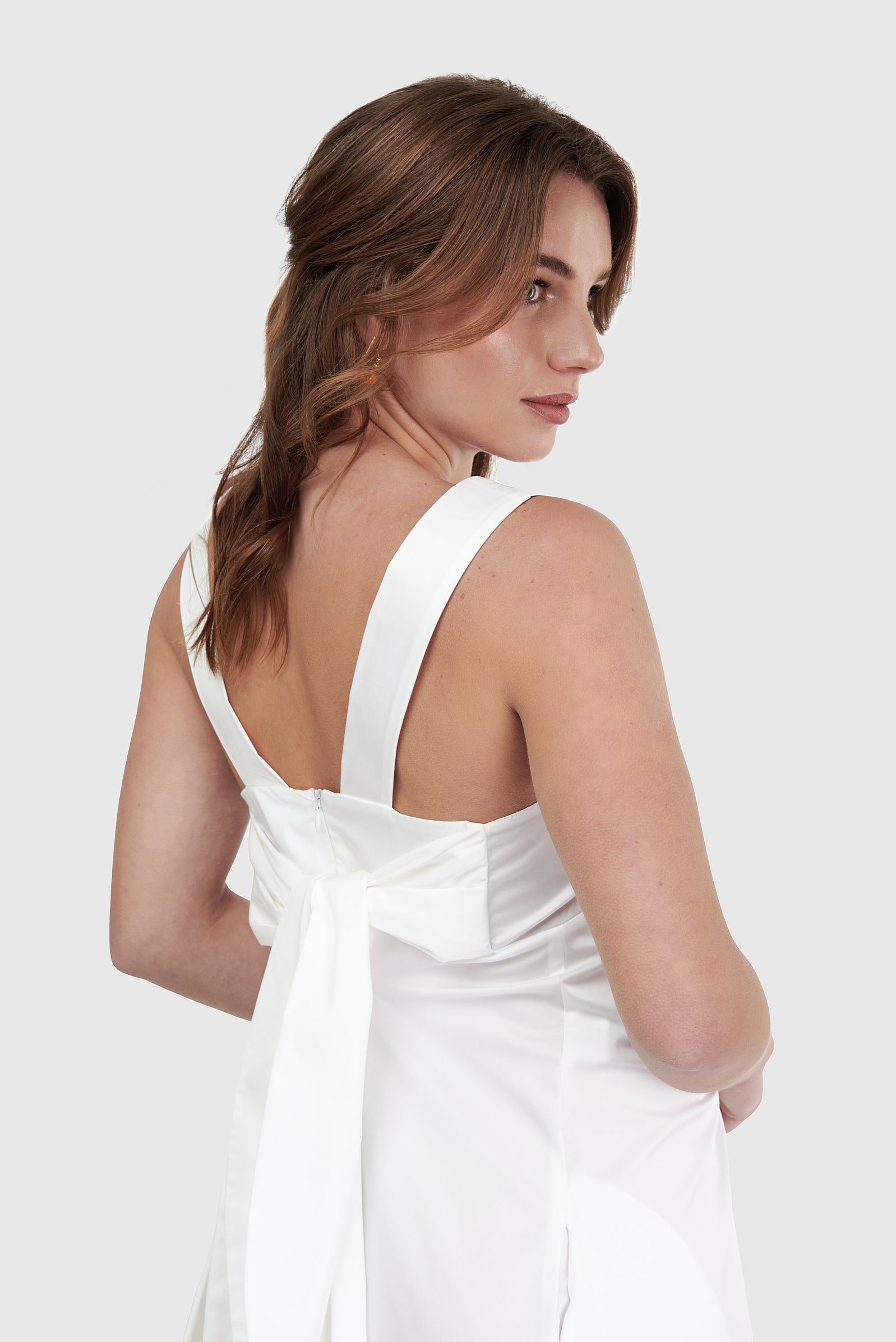 Vestido midi largo solera lazo atrás Blanco