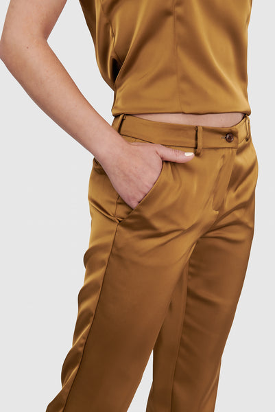 Pantalón recto elegante satinado