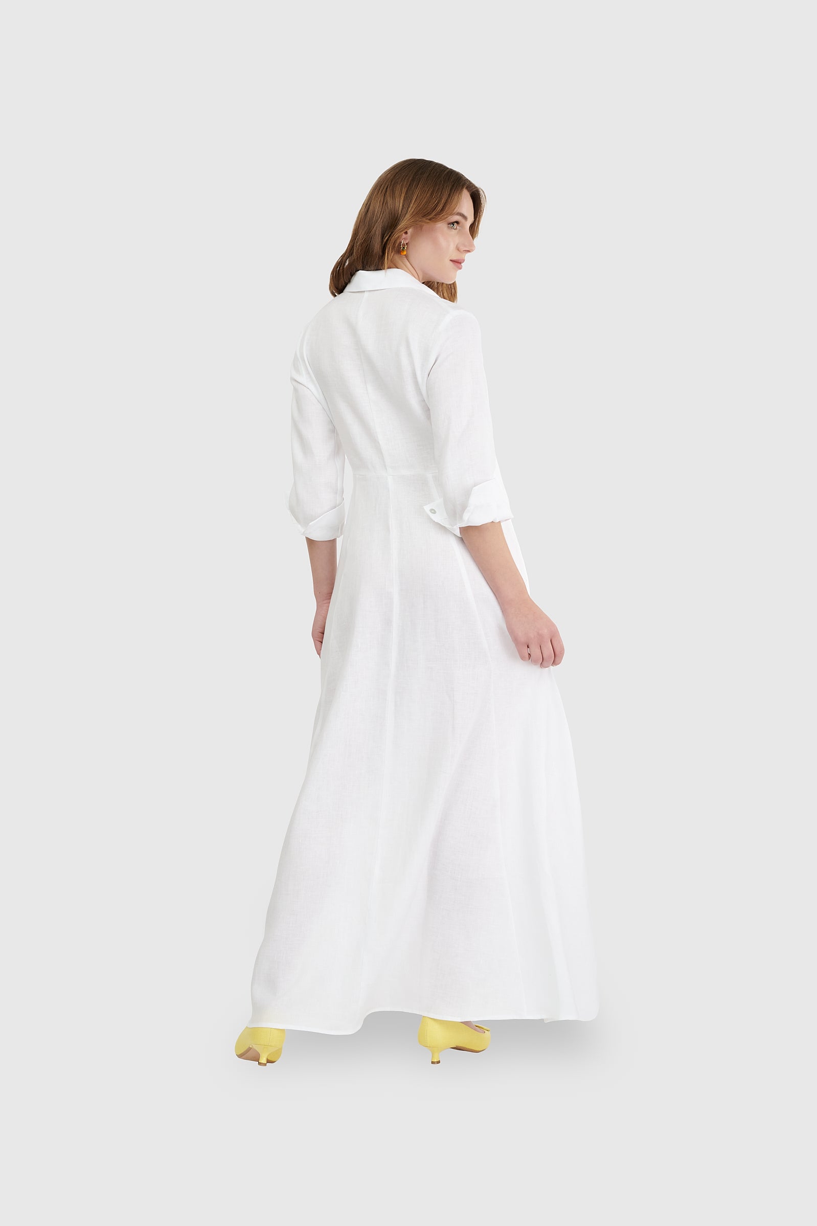 Vestido  largo camisero lino blanco