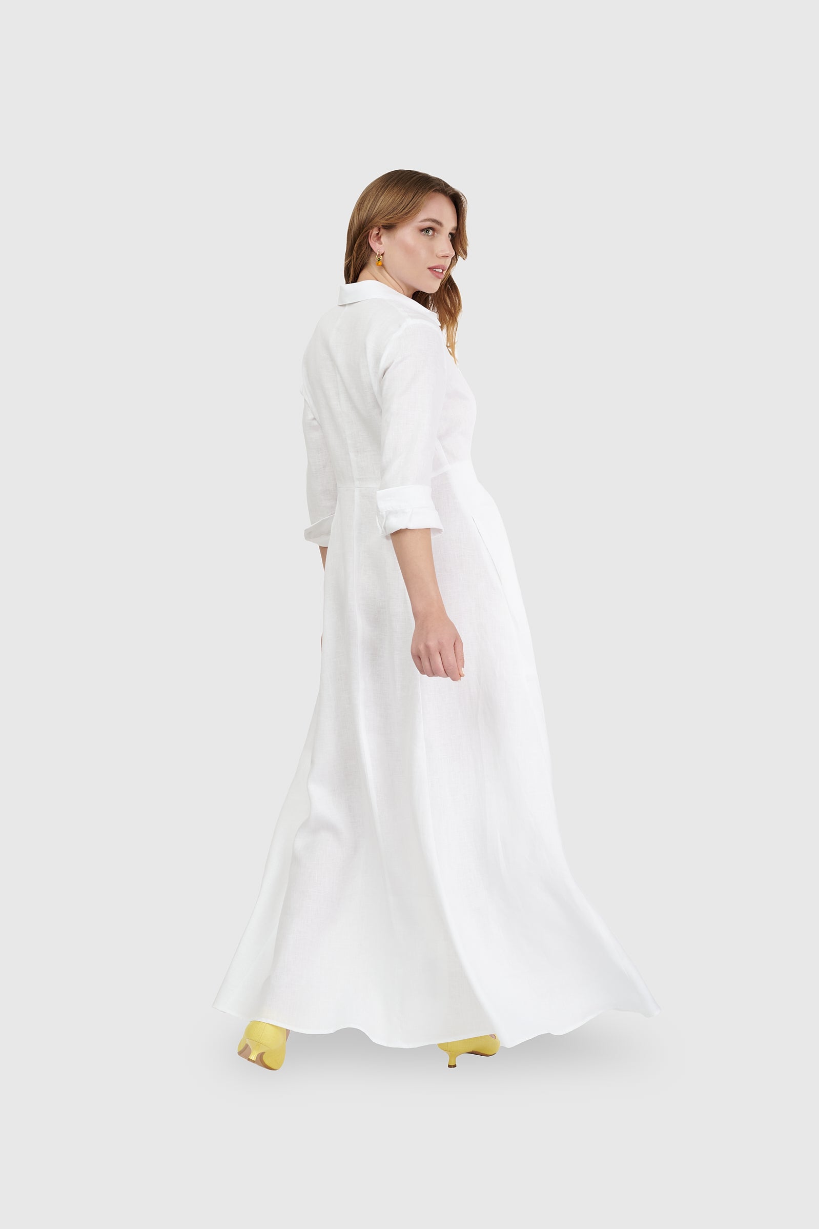 Vestido  largo camisero lino blanco