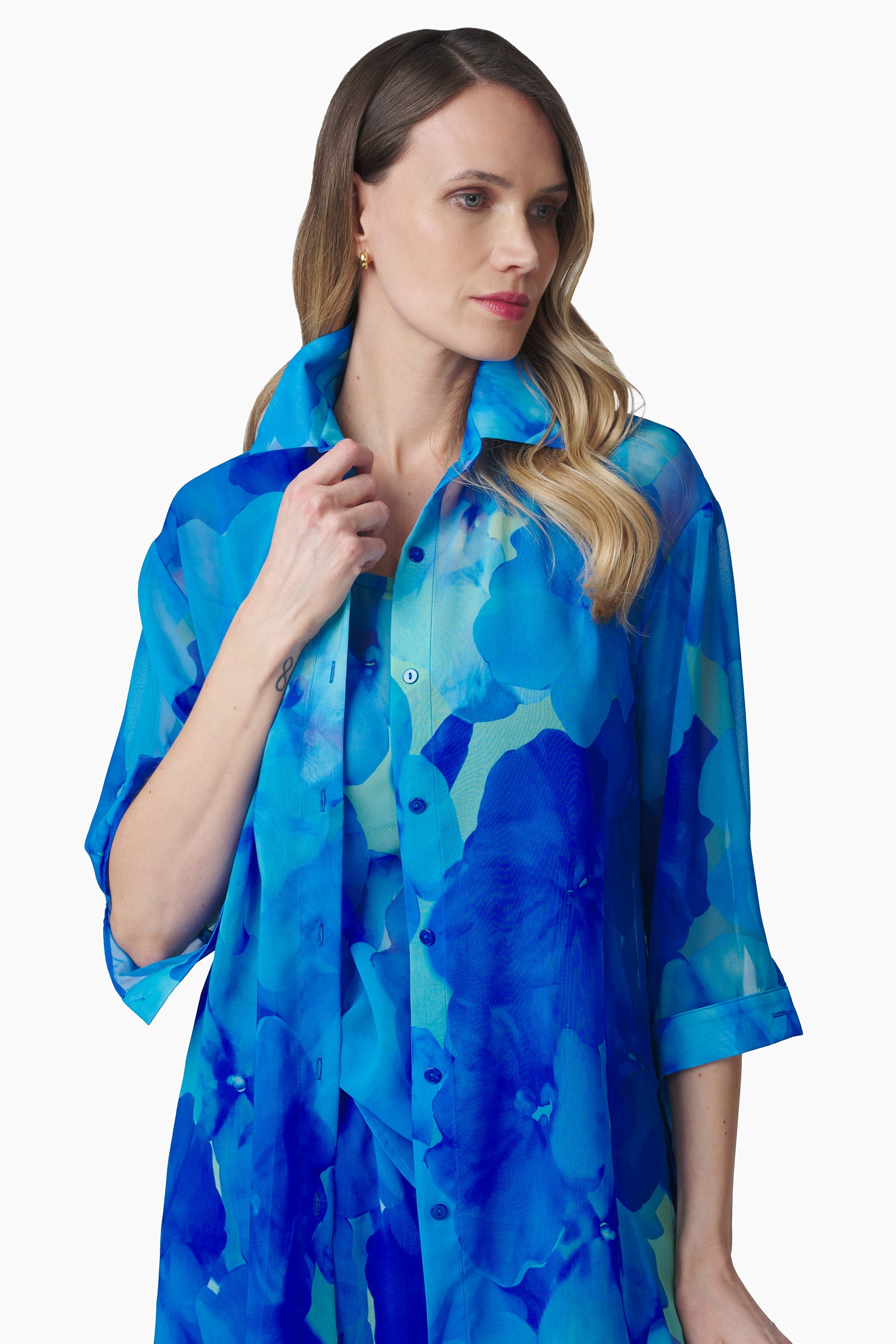 Kimono Floreado Azul