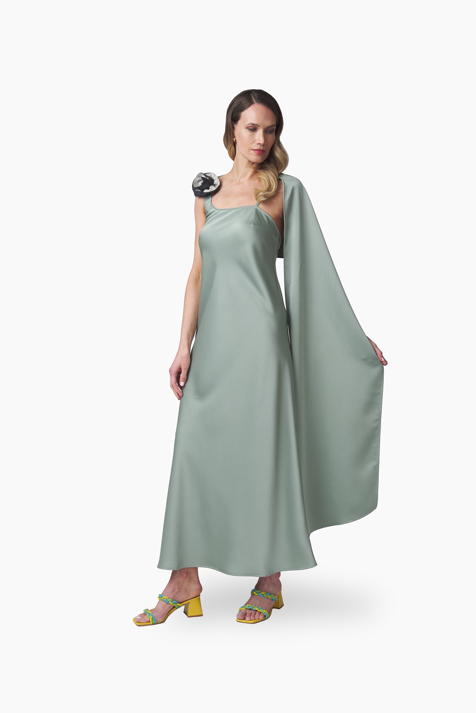 Vestido largo fourlard   Verde Menta