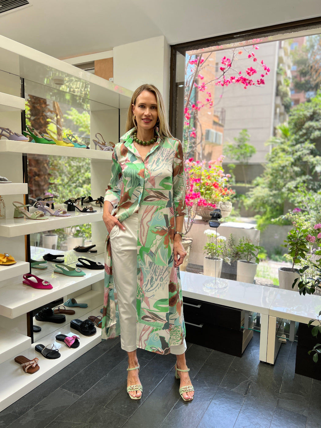 Vestido Kimono Floreado Verde