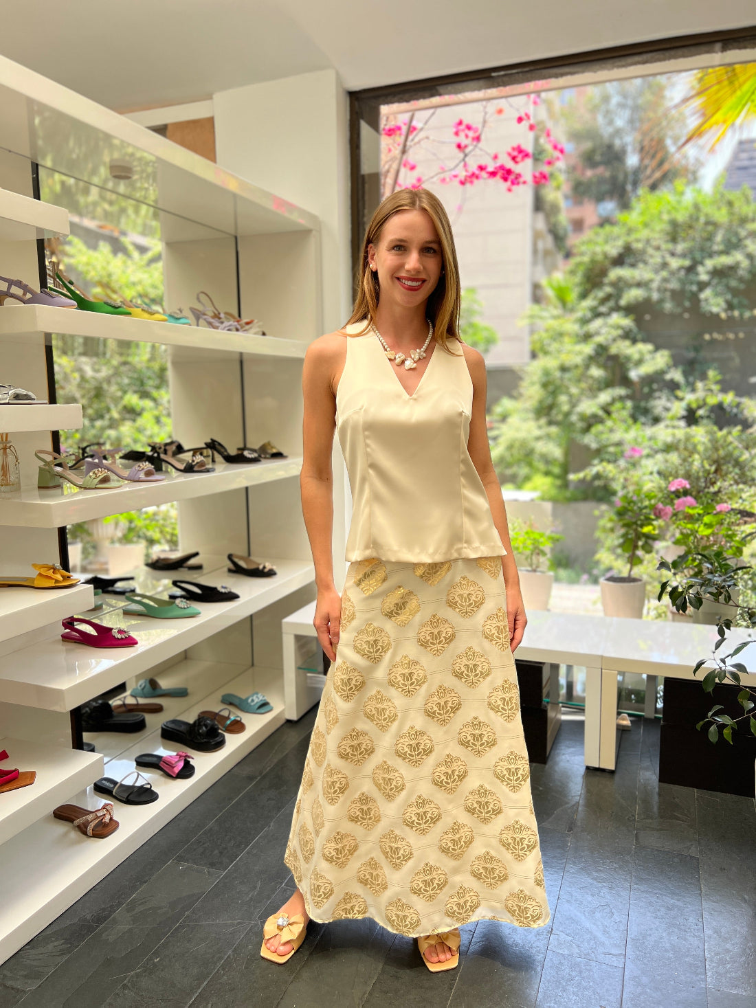 Falda Estampada Fantasía Dorada