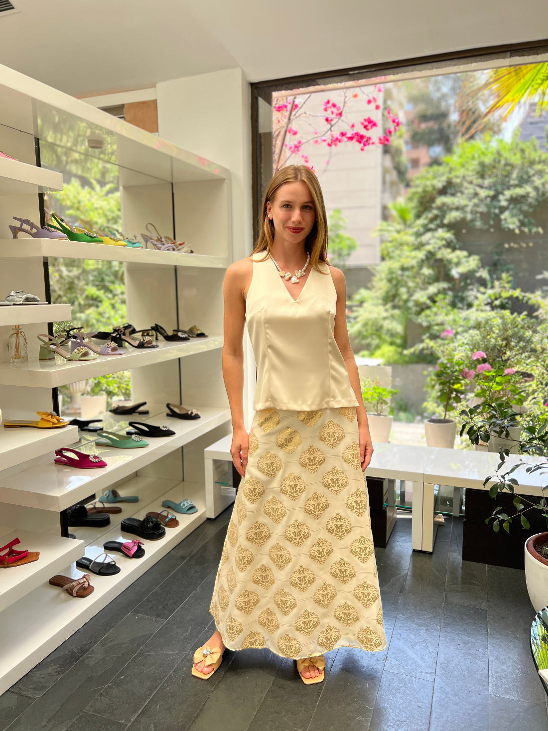 Falda Estampada Fantasía Dorada