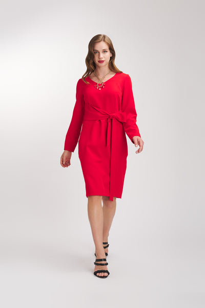 Vestido corto rosetón rojo