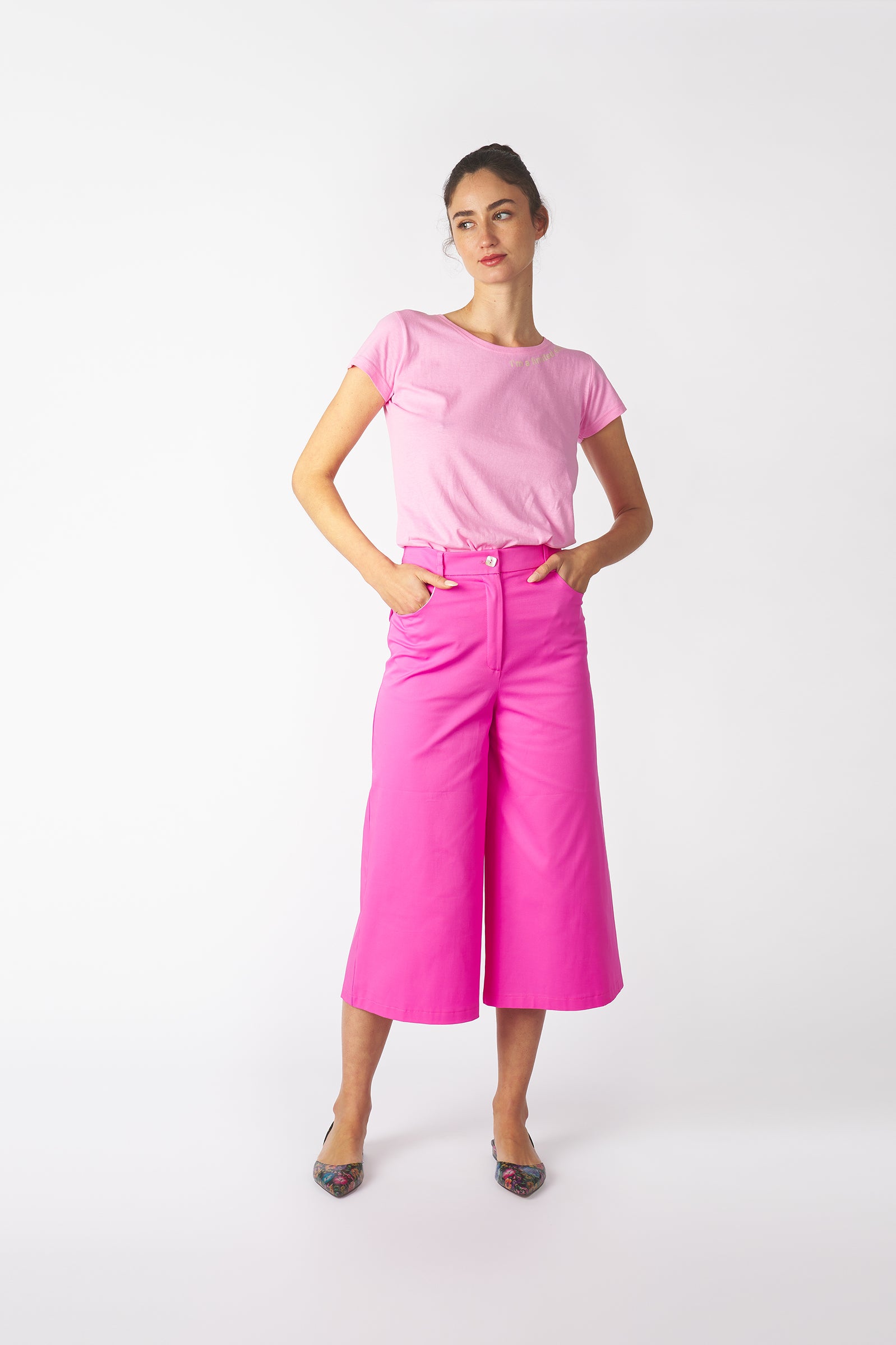 Pantalón culotte rosa
