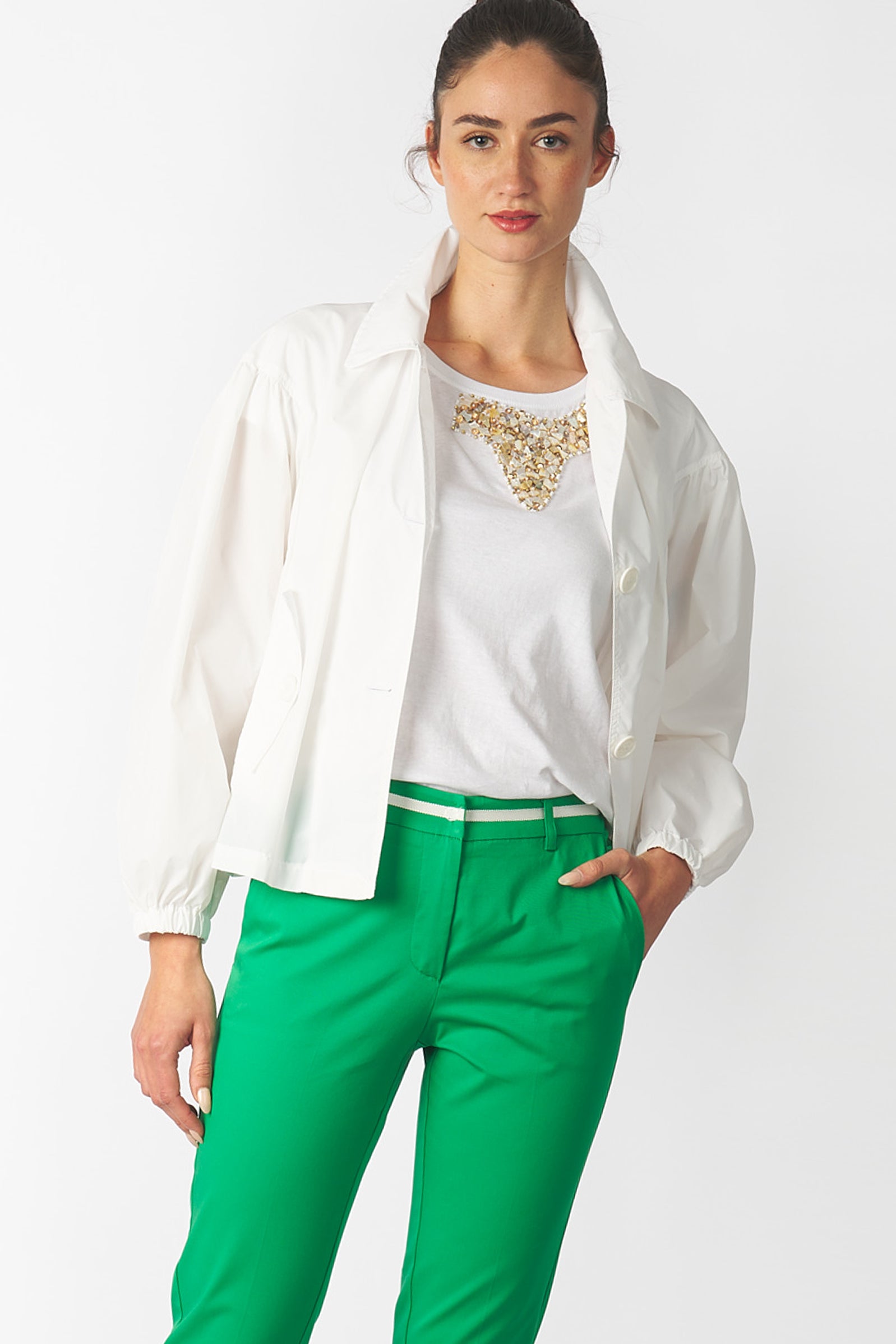 Trench manga globo blanco